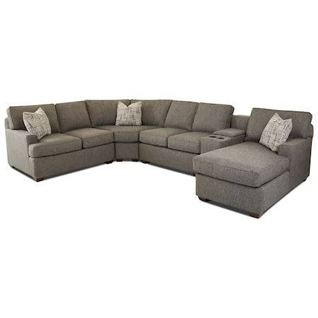 5-Piece Sectional with Chaise and Storage Console